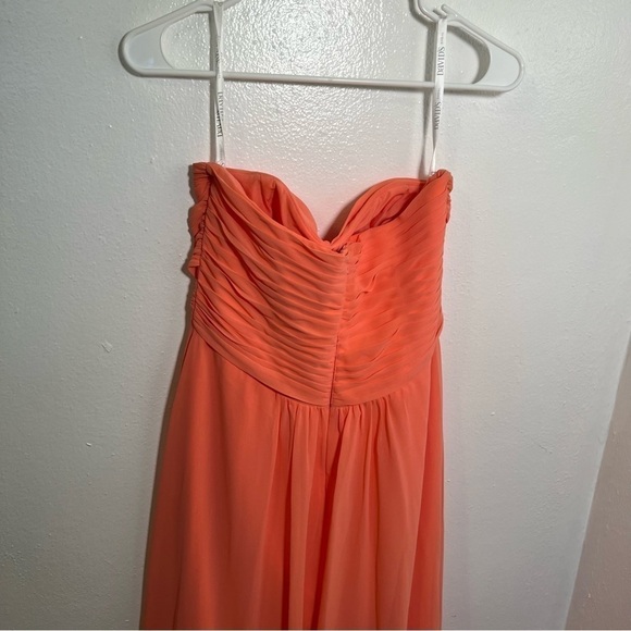 David’s Bridal Strapless High Low Dress with Front Detail Coral Reef - Picture 8 of 12